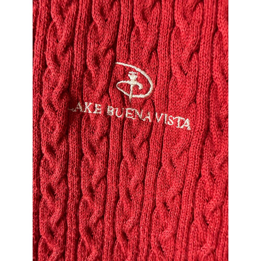 Vintage 90s Disney Izod Red‎ Cable Knit V Neck Golf Sweater Vest Men’s Large